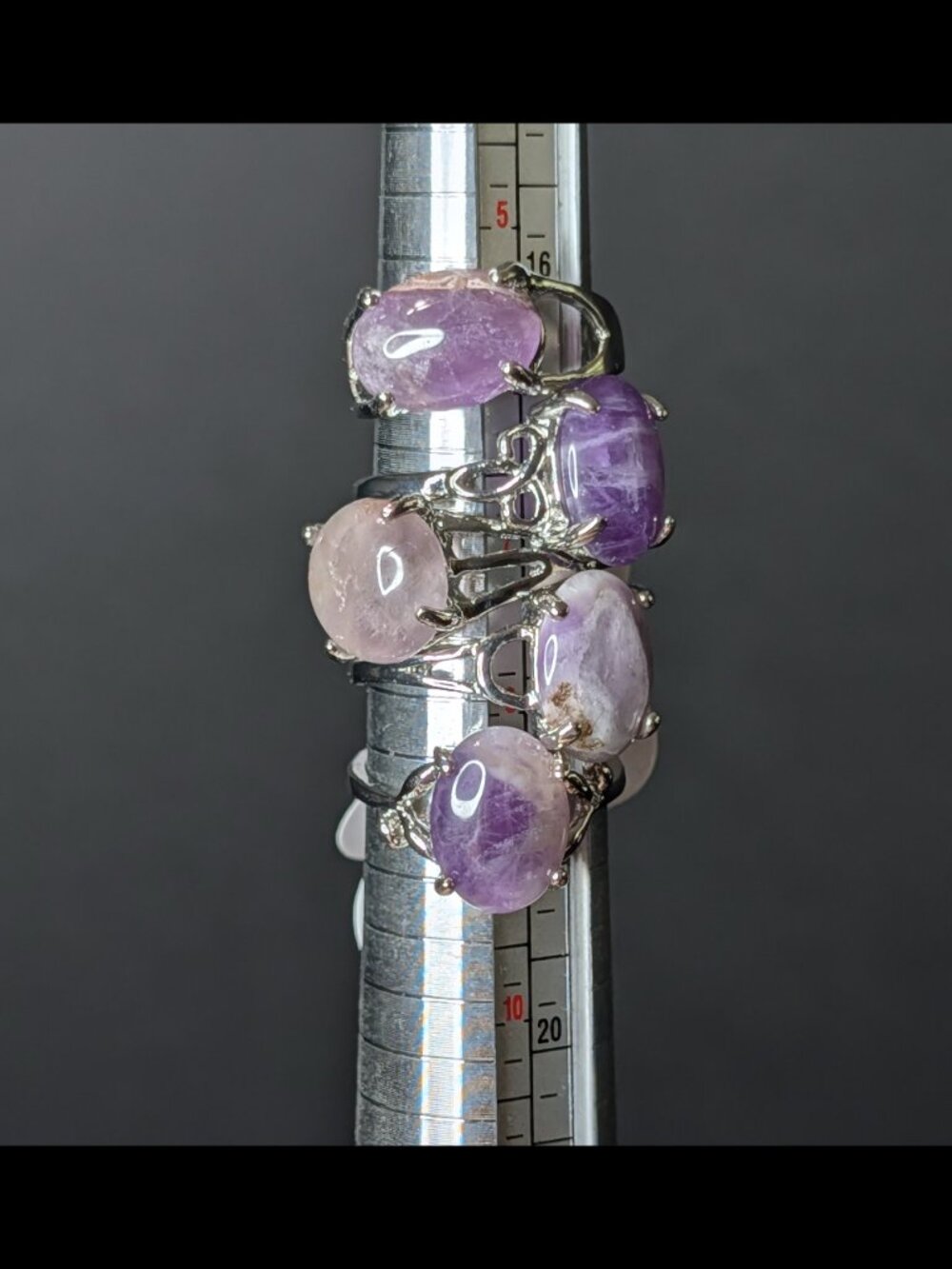 *Price for One - U Pick* AMETHYST Stone Bezeled Plated Ring, Sizes 5-5.5, 8-9